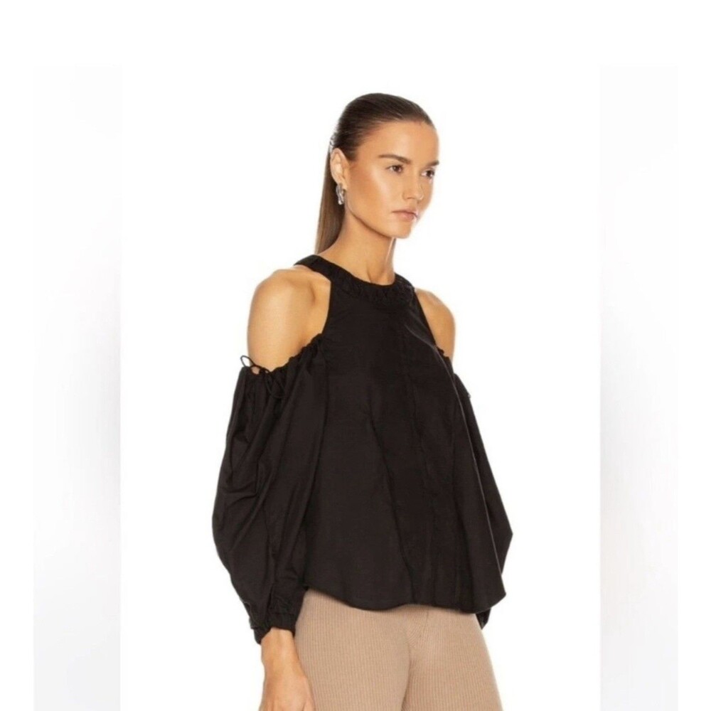 NWT Jonathan Simkhai Black Cold-Shoulder Balloon Sleeve Top Size 0